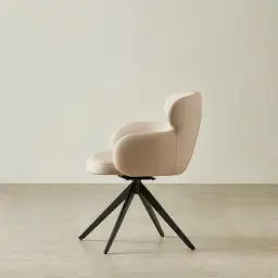 Melville Sand Beige Vegan Leather Swivel Dining Chair