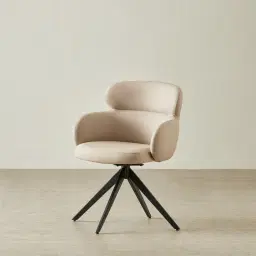 Melville Sand Beige Vegan Leather Swivel Dining Chair