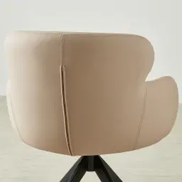 Melville Sand Beige Vegan Leather Swivel Dining Chair