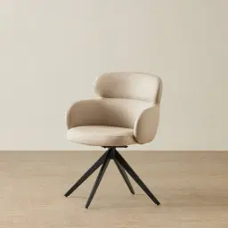 Melville Sand Beige Vegan Leather Swivel Dining Chair
