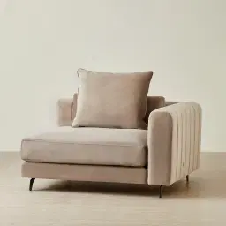 Jordan Beige Velvet Corner Sofa - 1.5 Seater Right Arm