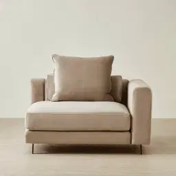 Jordan Beige Velvet Corner Sofa - 1.5 Seater Right Arm