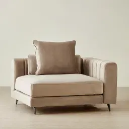 Jordan Beige Velvet Corner Sofa - 1.5 Seater Right Arm