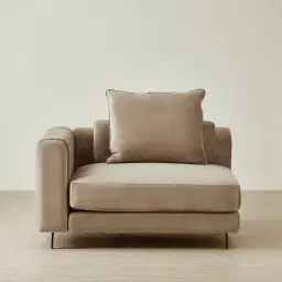 Jordan Beige Velvet Corner Sofa - 1.5 Seater Left Arm