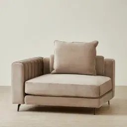 Jordan Beige Velvet Corner Sofa - 1.5 Seater Left Arm