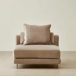 Jordan Beige Velvet Corner Sofa - 1 Seater Armless