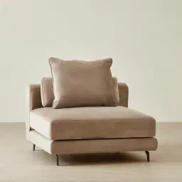 Jordan Beige Velvet Corner Sofa - 1 Seater Armless