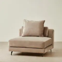 Jordan Beige Velvet Corner Sofa - 1 Seater Armless