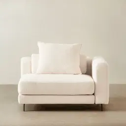 Jordan Chantilly White Fabric Corner Sofa - 1.5 Seater Right Arm