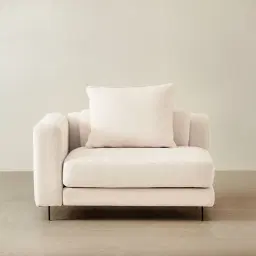 Jordan Chantilly White Fabric Corner Sofa - 1.5 Seater Left Arm