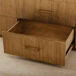 San Pierre Light Brown Ash Veneer Dresser with Travertine Finish Sintered Stone Top