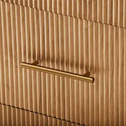 San Pierre Light Brown Ash Veneer Dresser with Travertine Finish Sintered Stone Top