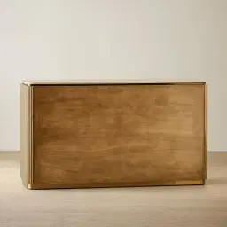 San Pierre Light Brown Ash Veneer Dresser with Travertine Finish Sintered Stone Top