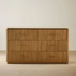 San Pierre Light Brown Ash Veneer Dresser with Travertine Finish Sintered Stone Top