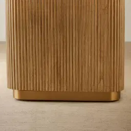 San Pierre Light Brown Ash Veneer Dresser with Travertine Finish Sintered Stone Top