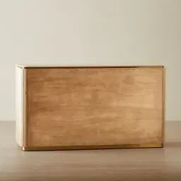 San Pierre Light Brown Ash Veneer Dresser with Travertine Finish Sintered Stone Top