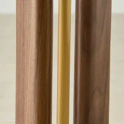 Sir Lionell Gliding White Sintered Stone Side Tray Table - Walnut Brown Wooden Leg