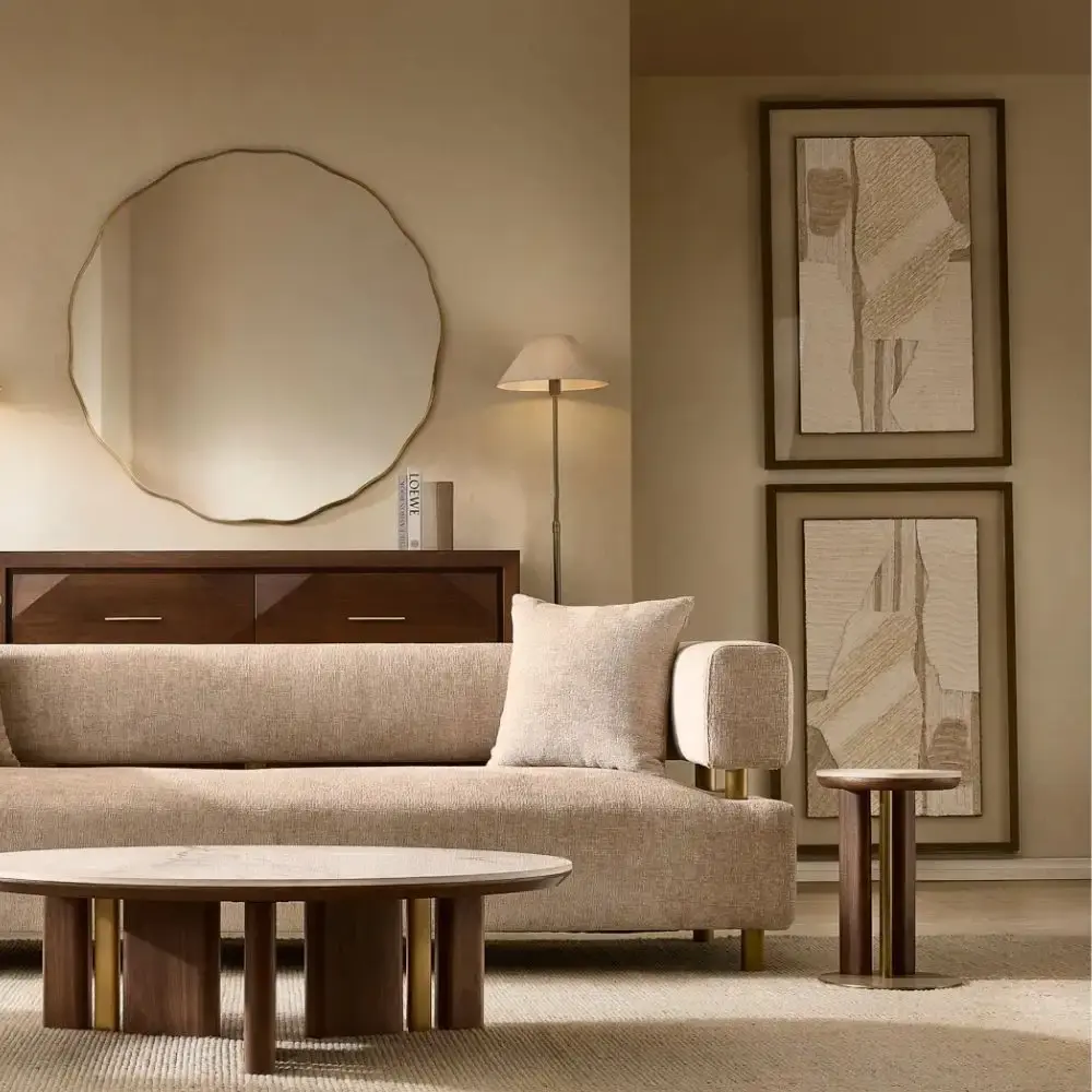 Sir Lionell Gliding White Sintered Stone Side Tray Table