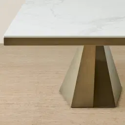 Vania Brushed Bronze Dining Table with Statuario White Sintered Stone Top - 240x118cm