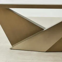 Vania Brushed Bronze Dining Table with Statuario White Sintered Stone Top - 240x118cm