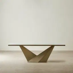 Vania Brushed Bronze Dining Table with Statuario White Sintered Stone Top - 240x118cm