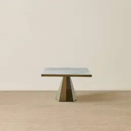 Vania Brushed Bronze Dining Table with Statuario White Sintered Stone Top - 240x118cm