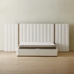 Summerton Stone White Fabric King Bed - Toffee Brown Ash