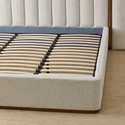 Summerton Stone White Fabric King Bed - Toffee Brown Ash