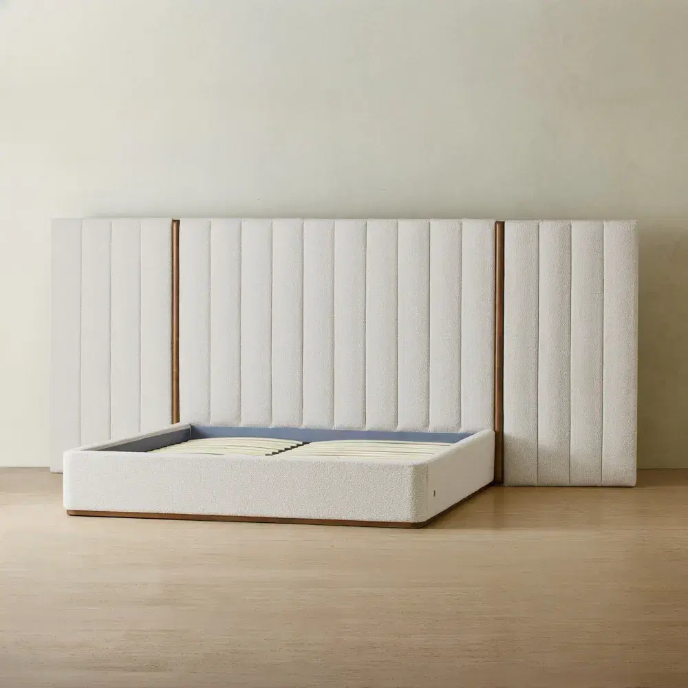 Summerton Stone White Fabric Queen Bed - Toffee Brown Ash