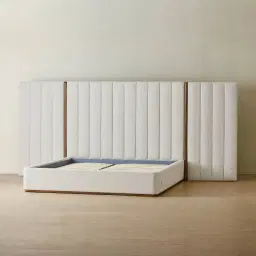 Summerton Stone White Fabric Queen Bed - Toffee Brown Ash