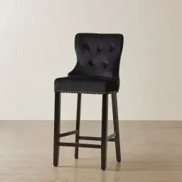 Viktor II Black Velvet Bar Stool