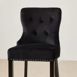 Viktor II Black Velvet Bar Stool