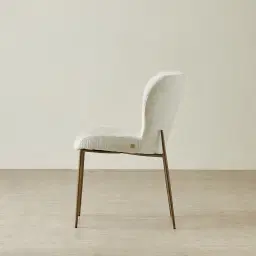 Hailey Fusion Grey Woven Fabric Dining Chair - Brushed Bronze Legs