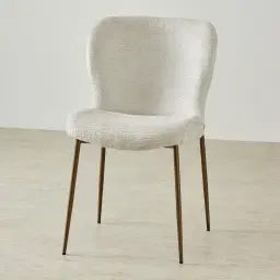 Hailey Fusion Grey Woven Fabric Dining Chair - Brushed Bronze Legs