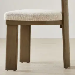 Isadora Isabelline White Fabric Dining Chair - Medium Brown Solid Wooden Legs