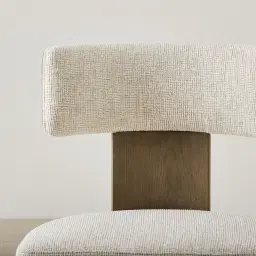 Isadora Isabelline White Fabric Dining Chair - Medium Brown Solid Wooden Legs