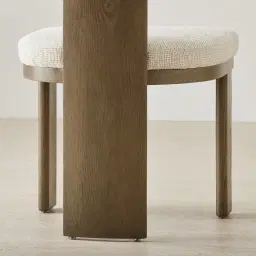 Isadora Isabelline White Fabric Dining Chair - Medium Brown Solid Wooden Legs