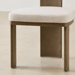 Isadora Warm Ivory Fabric Dining Chair - Medium Brown Solid Wooden Legs