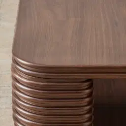 Ophelia Smoky Walnut Veneer Curved Coffee Table - 140x80cm