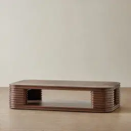 Ophelia Smoky Walnut Veneer Curved Coffee Table - 140x80cm