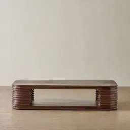 Ophelia Smoky Walnut Veneer Curved Coffee Table - 140x80cm