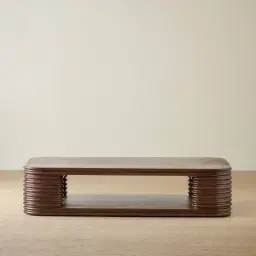 Ophelia Smoky Walnut Veneer Curved Coffee Table - 140x80cm