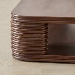 Ophelia Smoky Walnut Veneer Curved Coffee Table - 140x80cm