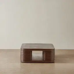 Ophelia Smoky Walnut Veneer Curved Coffee Table - 140x80cm