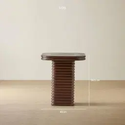 Ophelia Smoky Walnut Veneer Curved Side Table