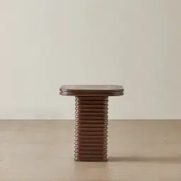 Ophelia Smoky Walnut Veneer Curved Side Table