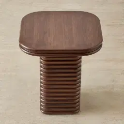 Ophelia Smoky Walnut Veneer Curved Side Table