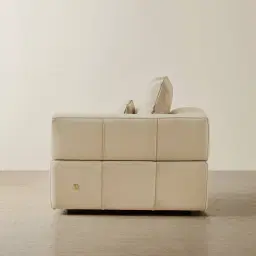 Riviera Almond Cream Leather Sofa - Right Seat