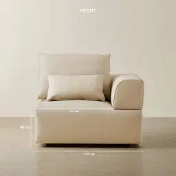 Riviera Almond Cream Leather Sofa - Right Seat