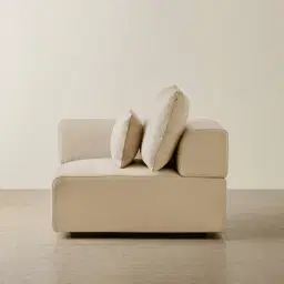 Riviera Almond Cream Leather Sofa - Left Seat